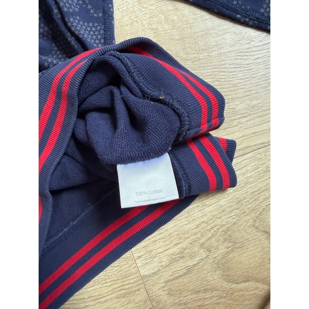 Kids Boys Girls Hanna Andersson blue camo red star stripe size 12 / 150 pullover - Picture 8 of 11